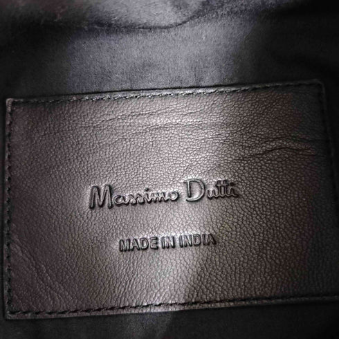 マッシモデュッティ Massimo Dutti ダブルジップ フェイクレザー シングルライダースジャケット メンズ import:XL