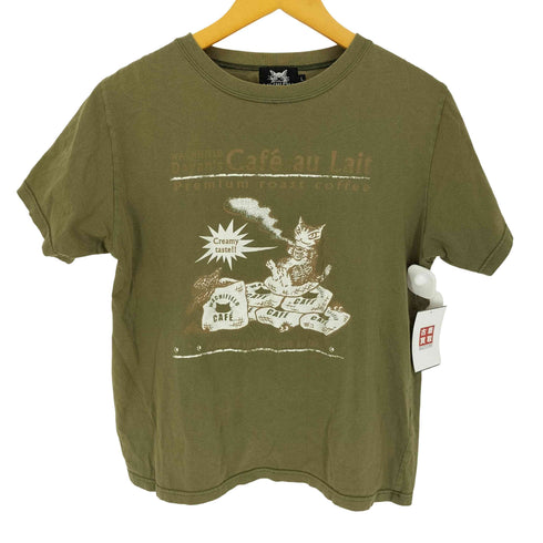 WACHI FIELD わちふぃーるど ねこ プリント クルーネック S/S Tシャツ レディース import:L