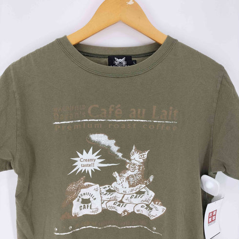 WACHI FIELD わちふぃーるど ねこ プリント クルーネック S/S Tシャツ レディース import:L