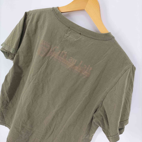 WACHI FIELD わちふぃーるど ねこ プリント クルーネック S/S Tシャツ レディース import:L