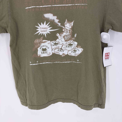 WACHI FIELD わちふぃーるど ねこ プリント クルーネック S/S Tシャツ レディース import:L