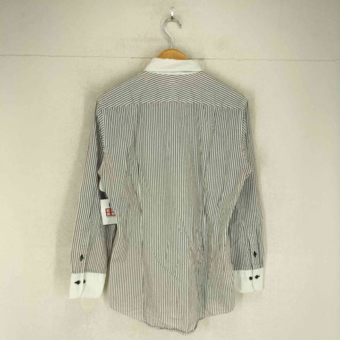 バーバリーブラックレーベル BURBERRY BLACK LABEL ロゴ刺繍 ストライプ B/Dシャツ メンズ US:40