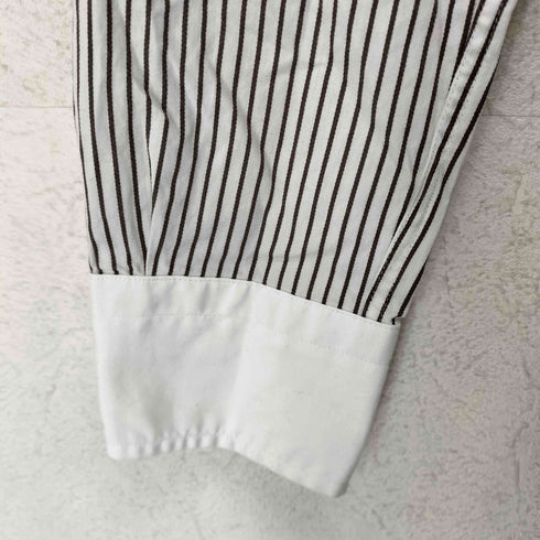 バーバリーブラックレーベル BURBERRY BLACK LABEL ロゴ刺繍 ストライプ B/Dシャツ メンズ US:40