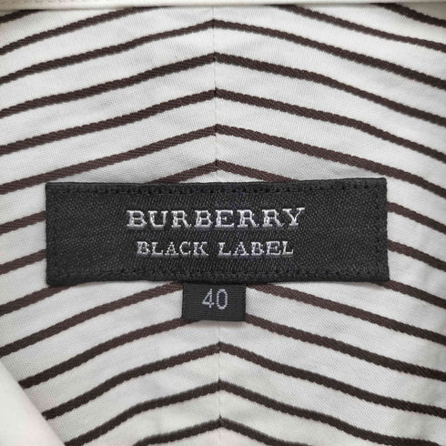 バーバリーブラックレーベル BURBERRY BLACK LABEL ロゴ刺繍 ストライプ B/Dシャツ メンズ US:40