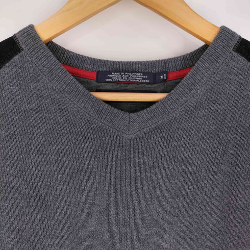 トミーヒルフィガー TOMMY HILFIGER コーデュロイ切替 Vネック コットン ニット メンズ import:M