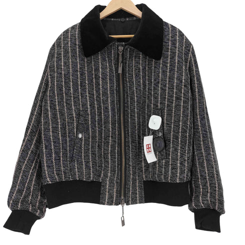 ヨウジヤマモトプールオム Yohji Yamamoto POUR HOMME 24AW LOOK 15 3BLEND ST FLIGHT JACKET スリーブレンド ストライプ フライトジャケット メンズ JPN:3