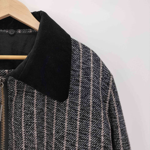 ヨウジヤマモトプールオム Yohji Yamamoto POUR HOMME 24AW LOOK 15 3BLEND ST FLIGHT JACKET スリーブレンド ストライプ フライトジャケット メンズ JPN:3