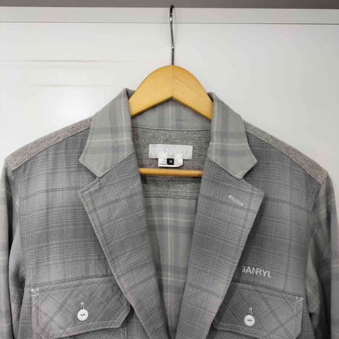 コムデギャルソンガンリュウ COMME des GARCONS GANRYU 14AW 再構築 切替 オンブレチェック フランネル テーラード ジャケット メンズ JPN:M