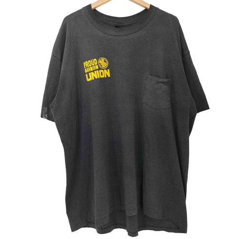 90s ROUND TO BE UNION 裾/袖 シングル イーグル 鷹 ポケット クルーネック Tシャツ メンズ