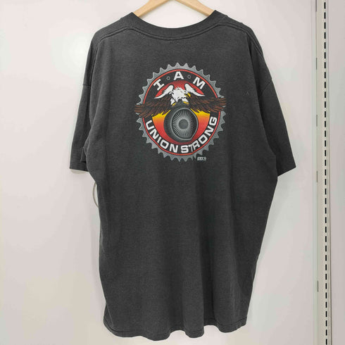 90s ROUND TO BE UNION 裾/袖 シングル イーグル 鷹 ポケット クルーネック Tシャツ メンズ