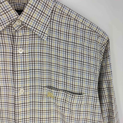 バーバリーロンドン BURBERRY LONDON ロゴ刺繍 チェック レギュラーカラーシャツ メンズ import:S