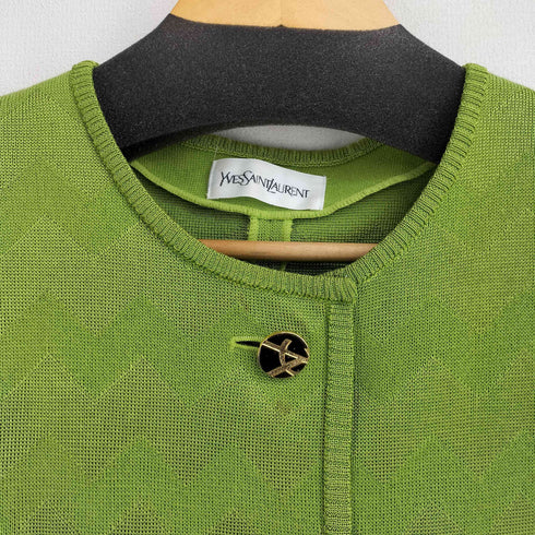 イヴサンローラン Yves Saint Laurent 80-90S レーヨントリアセテート混 S/S 金ボタン ニットカーディガン レディース import:M