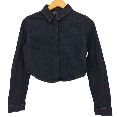ザラ ZARA クロップド デニムシャツ レディース import:M