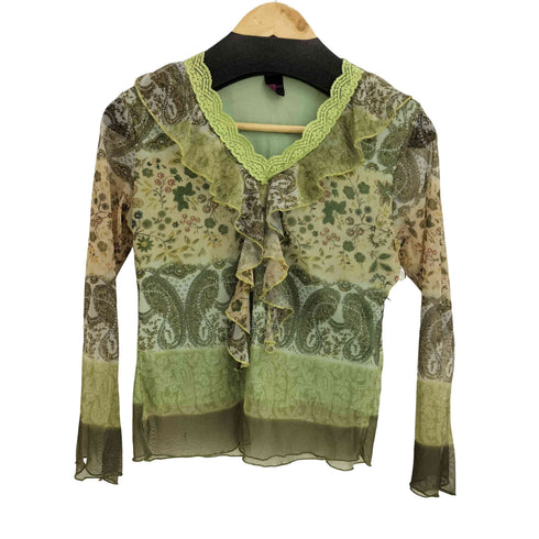 DONNA 総柄カットワークフリルシアートップス レディース M-L