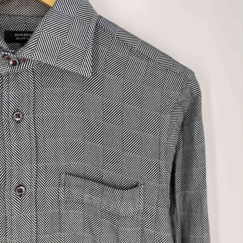 バーバリーブラックレーベル BURBERRY BLACK LABEL ジオメトリック レギュラーカラーシャツ メンズ 39