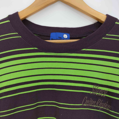 Silence Creates Rhythm YES GOOD MARKET YGM ロゴ刺繍 ボーダー クルーネックロングスリーブTシャツ メンズ