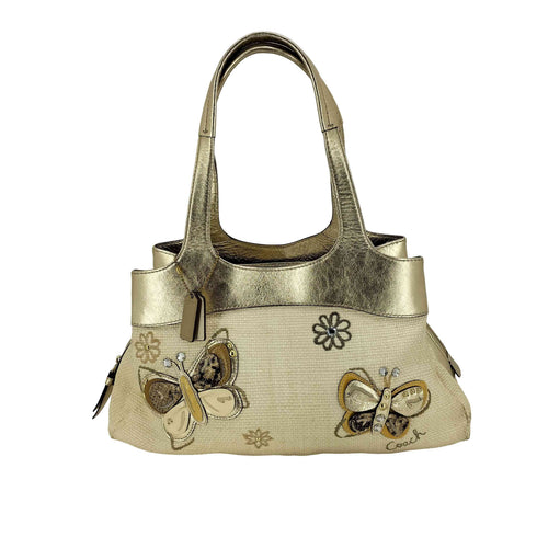 コーチ COACH バタフライ 蝶々 ストロー ハンド トート バッグ レディース