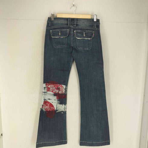 GOUK 和柄プリントフレアデニムパンツ レディース