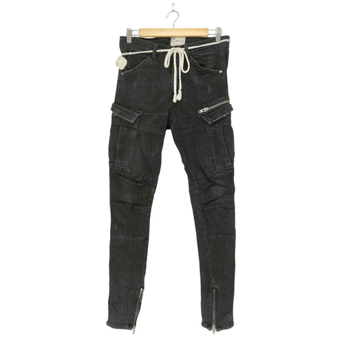 alistair fraiser ダメージ加工カーゴブラックデニムパンツ import メンズ XS