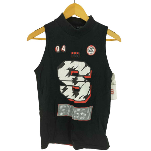 ステューシー Stussy 00S ワールドツアー ナンバリング 両面プリント モックネック ノースリーブTシャツ レディース import:S
