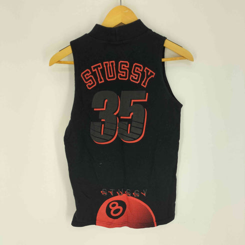 ステューシー Stussy 00S ワールドツアー ナンバリング 両面プリント モックネック ノースリーブTシャツ レディース import:S