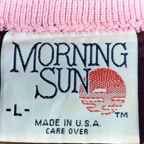 モーニングサン MORNING SUN 90s USA製 Hanesボディ 花プリント 発泡プリント 後付け襟ラグランスウェット レディース import:L
