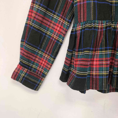 ポロラルフローレン POLO RALPH LAUREN ポニーP刺繍 チェック柄 長袖 プルオーバー ペプラム シャツ レディース 14