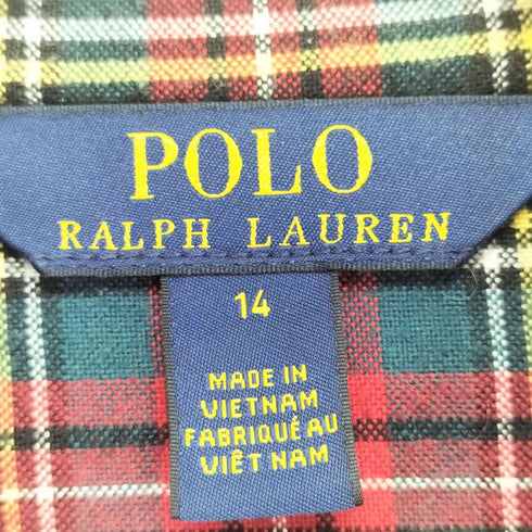 ポロラルフローレン POLO RALPH LAUREN ポニーP刺繍 チェック柄 長袖 プルオーバー ペプラム シャツ レディース 14
