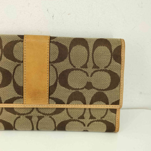 コーチ COACH シグネチャーキャンバス 長財布 3つ折り レディース