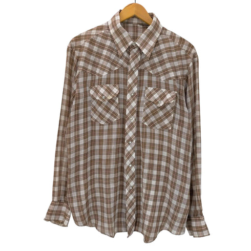 L/S マドラス チェック シアー ウエスタン シャツ 襟芯 メンズ