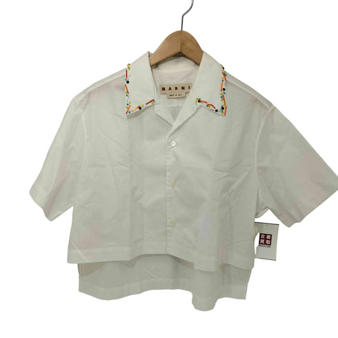 マルニ MARNI 23SS コットン100 ビーズ スパンコール S/S オープンカラー シャツ レディース EUR:38