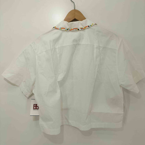 マルニ MARNI 23SS コットン100 ビーズ スパンコール S/S オープンカラー シャツ レディース EUR:38