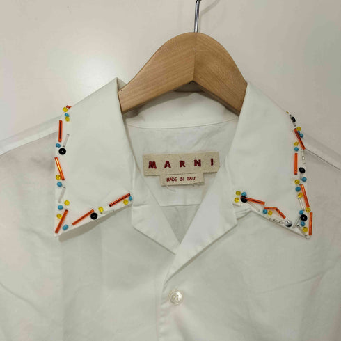 マルニ MARNI 23SS コットン100 ビーズ スパンコール S/S オープンカラー シャツ レディース EUR:38