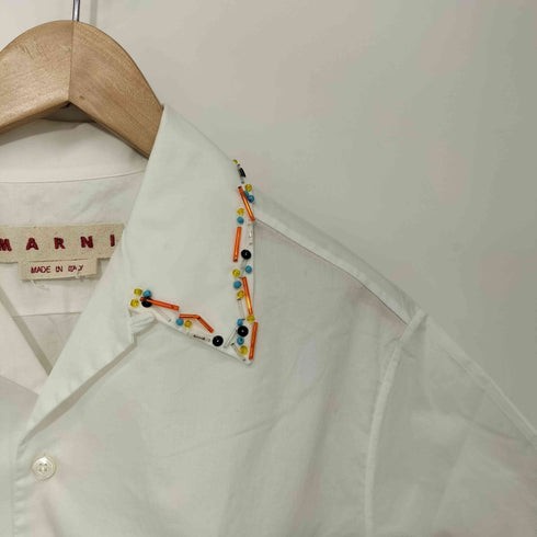 マルニ MARNI 23SS コットン100 ビーズ スパンコール S/S オープンカラー シャツ レディース EUR:38