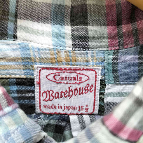 ウエアハウス WAREHOUSE パッチワークチェックボタンダウンシャツ メンズ