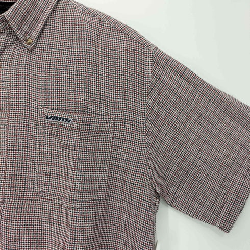 バンズ VANS 90s ロゴ刺繍 ボタンダウン ハーフボタン チェック シャツ プルオーバー メンズ import:M