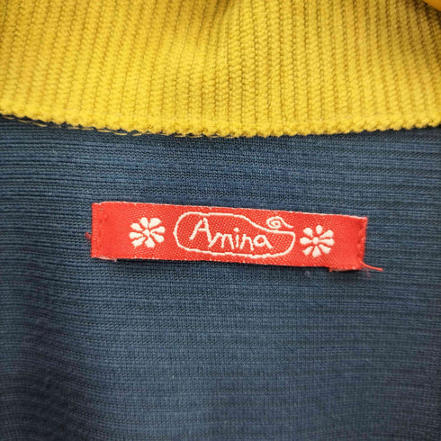 アミナ Amina パッチワーク チェック柄 コーデュロイ シャツ ワンピース レディース