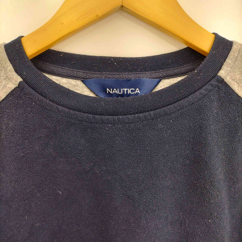 ノーティカ NAUTICA 90-00s ロゴ刺繍 肩切替 フリーススウェット メンズ import:L
