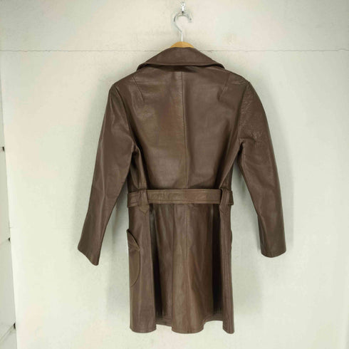 Many Elvia real leather リアルレザーチェスターコート レディース