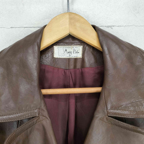 Many Elvia real leather リアルレザーチェスターコート レディース
