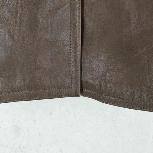 Many Elvia real leather リアルレザーチェスターコート レディース