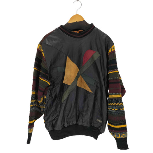 TRUTUS BIANCARA 韓国製 レザー切替ニットプルオーバー メンズ import:XXL