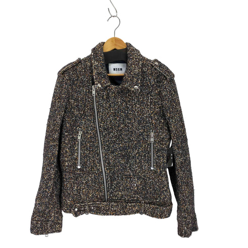 エムエスジーエム MSGM ツイードダブルライダースジャケット メンズ 48