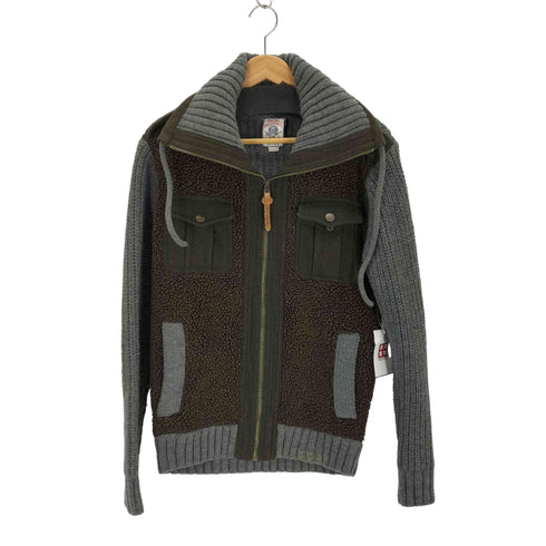 ディーゼル DIESEL ウール混 切替デザイン ジップアップニット メンズ import:M
