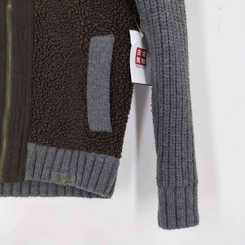 ディーゼル DIESEL ウール混 切替デザイン ジップアップニット メンズ import:M
