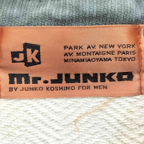ミスタージュンコ Mr.JUNKO ロゴ 刺繍 凹凸 ヘリンボーン 襟切替 ハーフジップ 長袖 ポロシャツ メンズ JPN:L