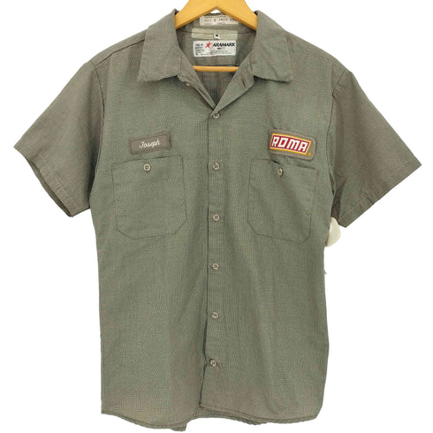 アラマーク ARAMARK 企業ロゴ ワッペン チェック S/S ワーク シャツ メンズ import:M