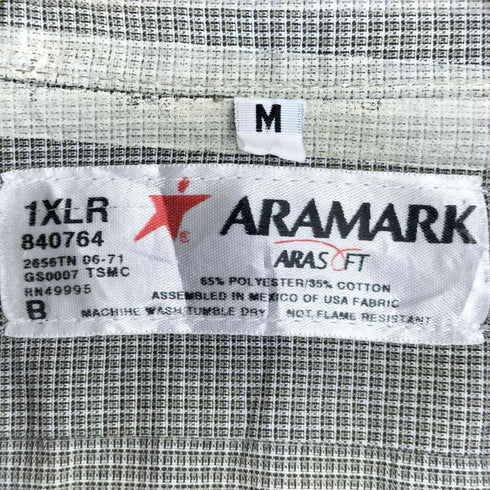 アラマーク ARAMARK 企業ロゴ ワッペン チェック S/S ワーク シャツ メンズ import:M