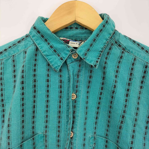 SHAH SAFARI インド製 オリジナル ストライプ レギュラーカラー 長袖 シャツ インド綿 メンズ import:M