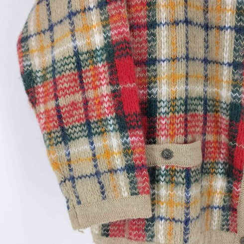 CAPEISLE KNITTERS モヘア混 チェック カーディガン レディース import:XL